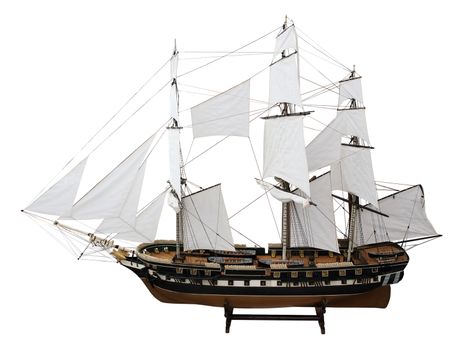 Model Russian military frigate Pallada on the white background. (isolated) XIX Century
