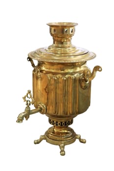 Old Russian samovar on white background, isolated.
