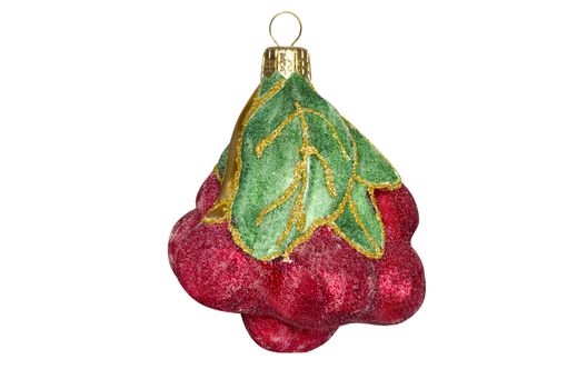 Toy for Christmas trees, fruit on a white background