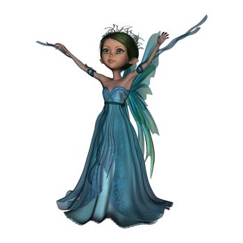 3D digital render of a little fantasy faery isolated on white background