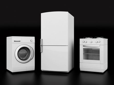 picture of household appliances on a black background