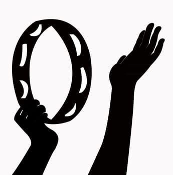 hands playing tambourine, vector