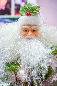 Santa Claus Christmas decorations with leaf hat and long beard