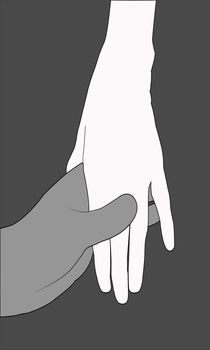 hand in hand, helping hand vector