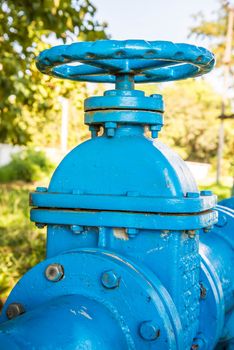 A gate valve in the water supply system of the factory.