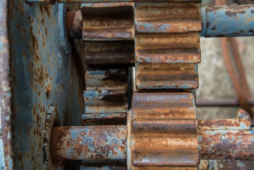 Old gear of the machine in the factory.