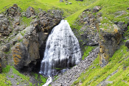 Waterfall Girlish Braids between the mountains of Northern Caucas