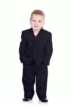 Little businessman isolated on the white background