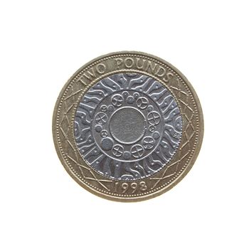Two Pound coin isolated over a white background