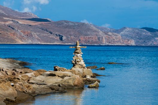 Sculptures modelled using stones and rocks in Crete, Greece.