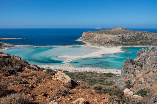 View from the hill over Balos Beach in Crete