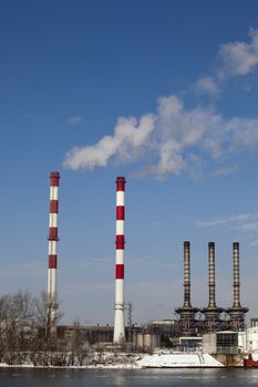 Chemical plant chimneys