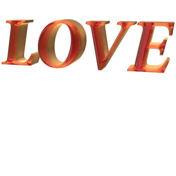 Glossy red three-dimensional inscription LOVE
