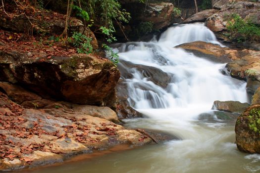 Waterfall in The forest at Chiang Mai , Thailand