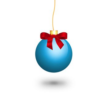 Blue christmas ball isolated on white background