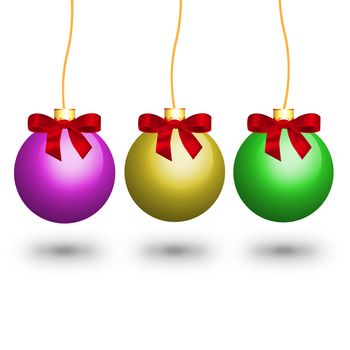 Multicolour christmas balls isolated on white background