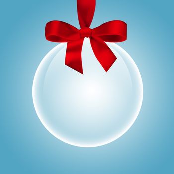 Transparent Christmas ball. Ball and snowflakes on blue background