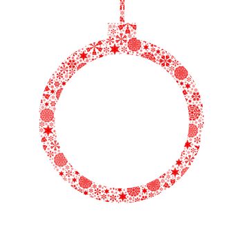 Silhouette Christmas ball filled with snowflakes. Christmas card