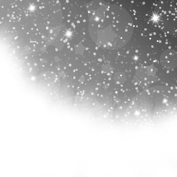 Christmas abstract background. Snow and rays on a gray background