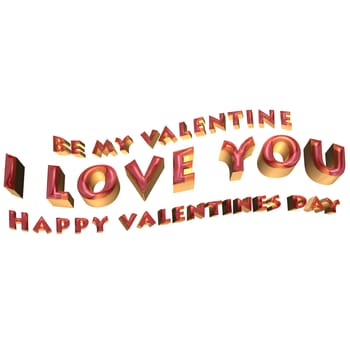 Glossy red three-dimensional inscription I LOVE YOU