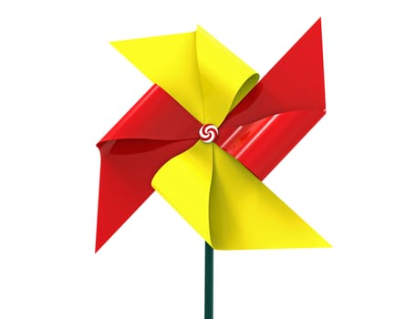 Colored Pinwheel, isolated on white, 3d render