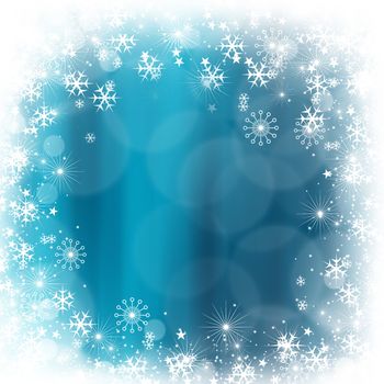 Blue shiny stars and snowflakes christmas background