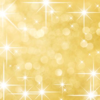 Golden shiny stars christmas bokeh background