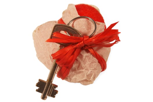 Keys from the heart isolated on white background