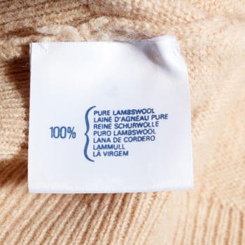 Pure lambswool label on wool jumper