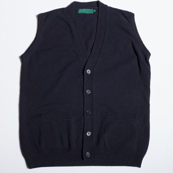 Vintage men's blue wool vest cardigan