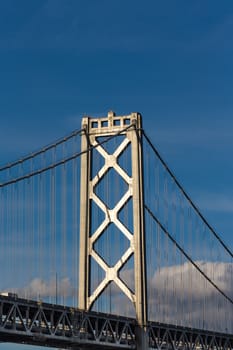 Vertical Image of San Francisco Bay Bridge at Dusk
