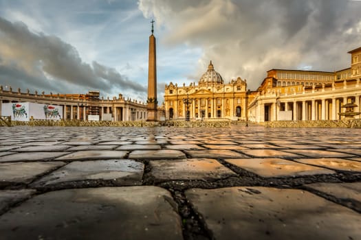 Saint Peter Square and Saint Peter Basilica in the Morning, Vatican City, Rome, Italy