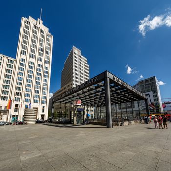 BERLIN - AUGUST 24: The Potsdamer Platz on August 24, 2013 in Berlin, Germany. The Potsdamer Platz is the new modern city center of Berlin.