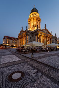 German Cathedral on Gendarmenmarkt Square in the Evening, Berlin, Germany