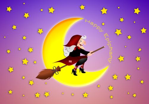 an illustration of witch on broom