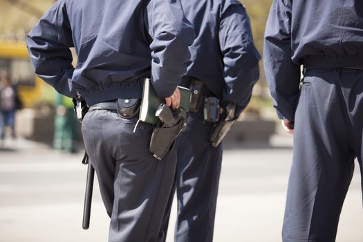 Police officers with gear on duty