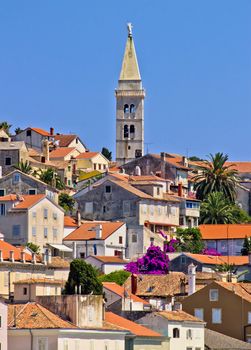 Colorful adriatic town of Losinj church and architecture, vertical view