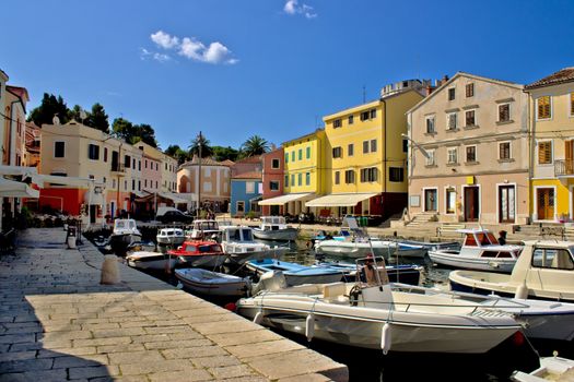 Summer viev of Veli Losinj colorful waterfront and harbor, Dalmatia, Croatia