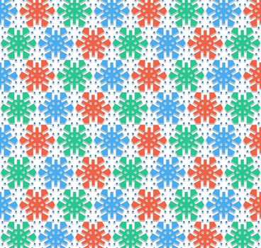 background or texture Christmas snowflakes red and blue and green color