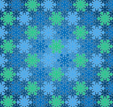 background winter snowflake pattern blue and green color