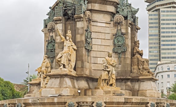 Tower of Columbus located in Plaza del Portal de la Pau in Barcelona, Spain