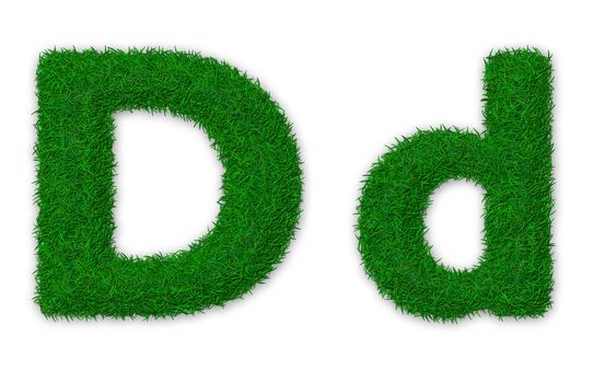 Illustration of capital and lowercase letter D made of grass