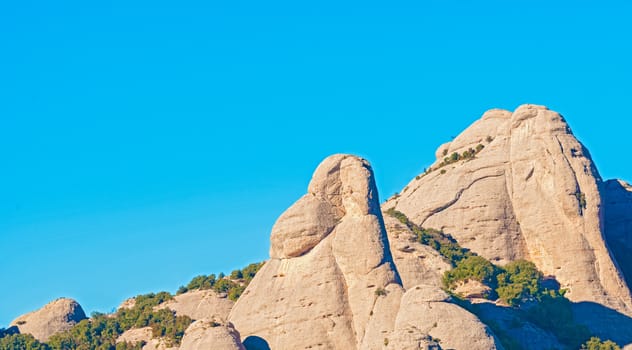  Landscape view at Montserrat. It is a multi-peaked mountain located near the city of Barcelona, in Catalonia, Spain. It is part of the Catalan Pre-Coastal Range