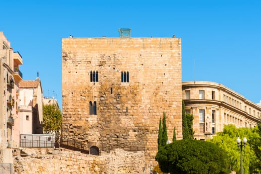 View on old houses in Tarragona, Spain. The old part of town is UNESCO World Heritage Site.