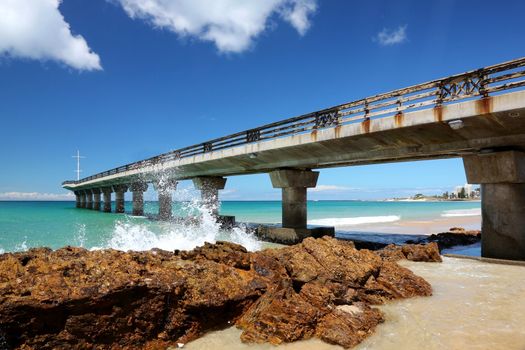 Pier on a summer day at the sea side in Port Elizabeth South Africa