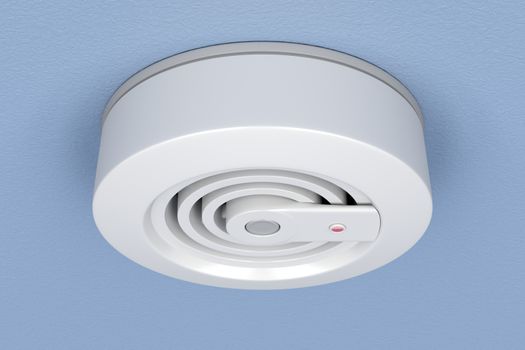 Smoke and fire detector on ceiling