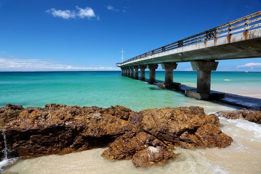 Pier on a summer day at the sea side in Port Elizabeth South Africa