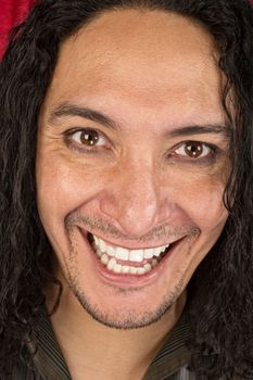 Close up of hysterical adult male laughing