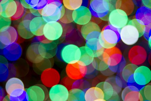 Christmas Tree Colorful Blinking Lights Blurred Defocused Bokeh Background