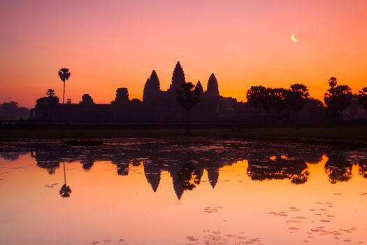 Colorful sunrise at Angkor Wat, Siem Reap, Cambodia, Asia.